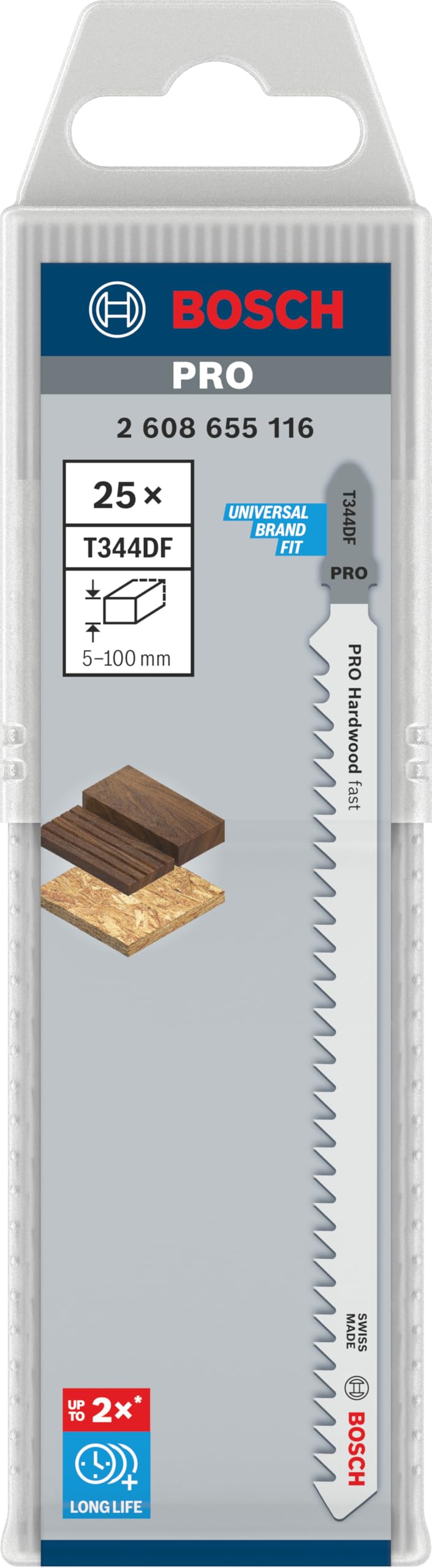Bosch 25x Lame de scie sauteuse PRO Hardwood fast T344DF