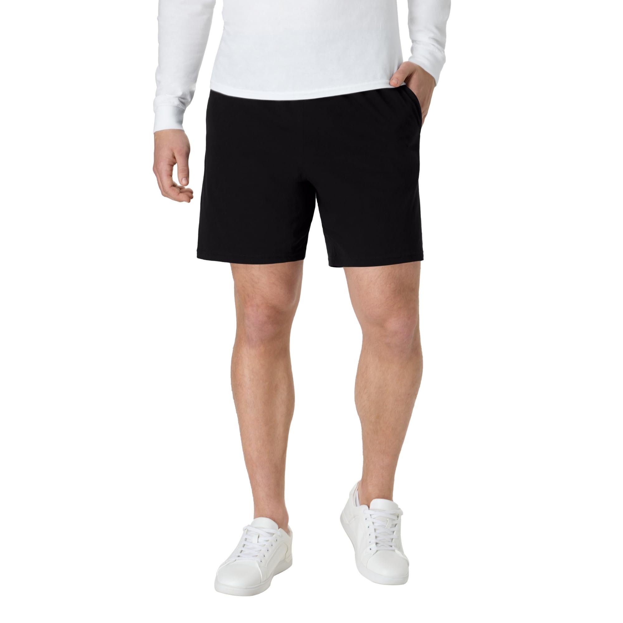Hanes Men's Jersey Short with Pockets, Black, Medium