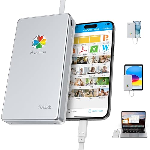 iDiskk APPL-e Certified 1TB External Hard Drive for iPhone,Auto Backup Data | iPhone Hard Drive for Mac/PC/iPhone 17/16/15/14, External iPhone storage to auto Backup Photos/Videos/Files (Metal)