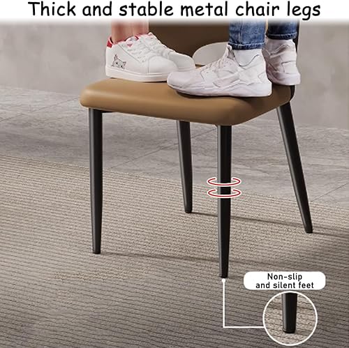 Miniatura 5 de YVYKFZD Juego de sillas de comedor de cuero, silla de comedor con respaldo curvado y patas de metal, sillas de cocina tapizadas, silla de sala de
