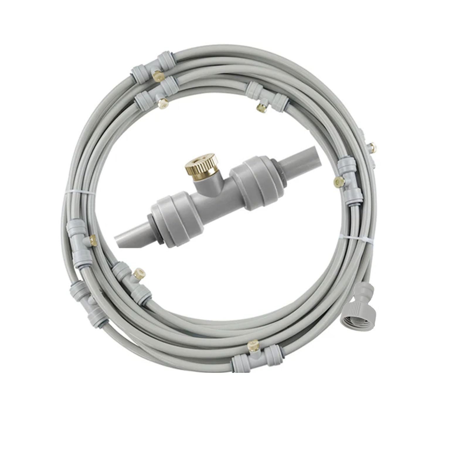 Outdoor Misting System mit Messing Nebeldüsen, Wassernebel Sprühsystem mit Düsensprüher, Gartenbewässerungssystem, für Garten Gewächshaus Sonnenschirm (Size : 30M(98.4ft)-50 nozzles)