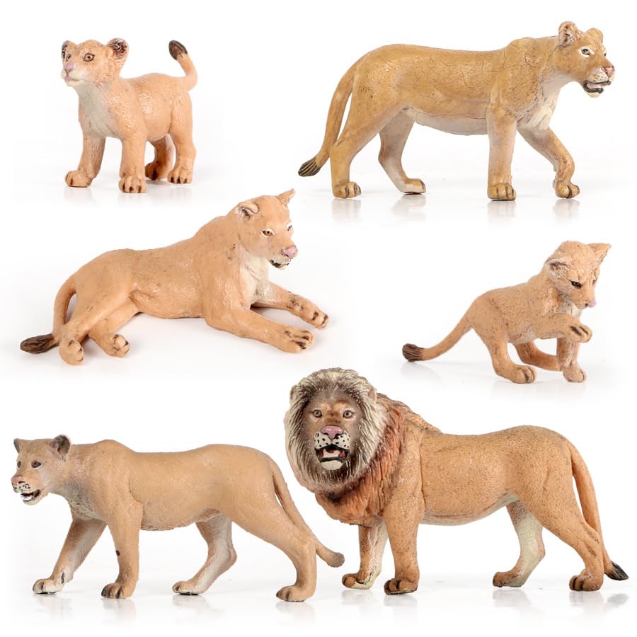 Image of Wildlife Lion Animals Toy for Kids | 6 PCS Realistic Safari Sher Animal Toys Lion Family Action Figurine Model Playset for Boys & Girls Birthday Gifts for Children Education | Decoration Items