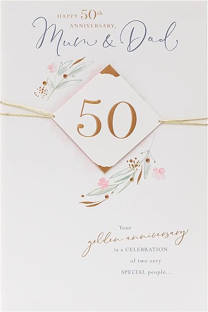 UK Greetings 50th Wedding Day Anniversary Card for Mum & Dad - Mum & Dad 50th Anniversary Card - Golden Wedding Anniversary Card for Mum & Dad - 50th Wedding Anniversary Card for Parents