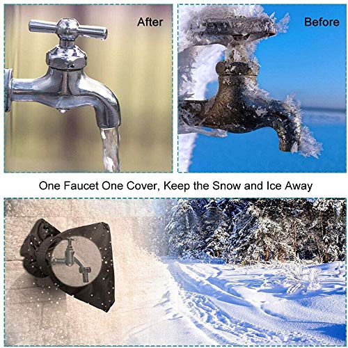 Pro 4 Pake 9.8"X 7.1" Large Outdoor Faucet Covers Insulated Protector For Winter Cold Weather Outside Pipes Cover Insulation Freeze Protection From Freezing Spicket Spigot Faucet Socks Antifreeze #TOP1