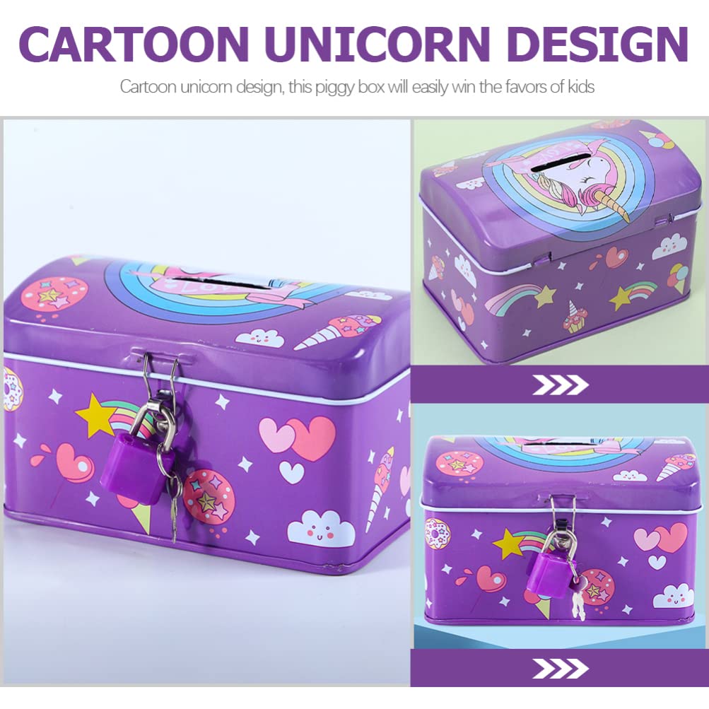 Tirelire En Métal Licorne NUOBESTY - Tirelire Enfant Avec Cadenas Dessin Animé, Décoration Maison