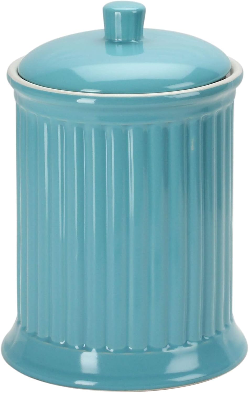 Omniware Simsbury XL Canister, 120oz Stoneware Cookie Jar with Lid, Large Kitchen Storage Container, Airtight Farmhouse Canister for Flour, Sugar, Coffee, or Snacks (Turquoise)