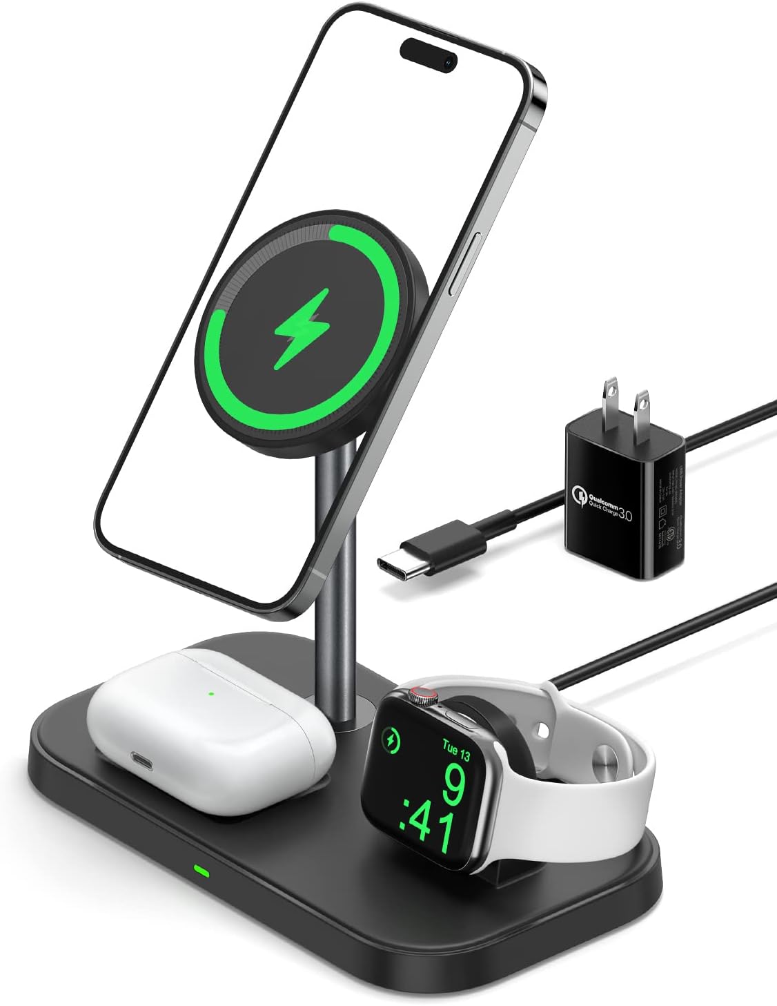 NEWDERY Wireless Charger 3 in 1 Charger Stand, 15W