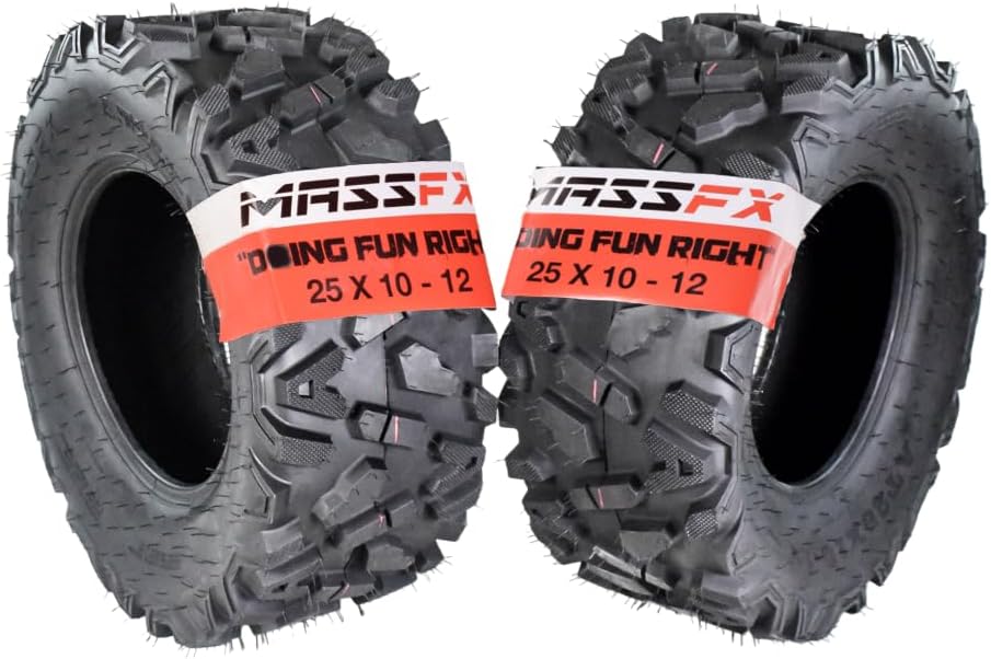 2 Rear 25x10-12 KT MASSFX TIRE SET ATV TIRES 6 PLY 25" 25x10x12