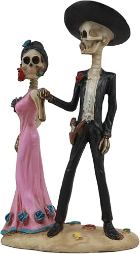 Miniatura 6 de Ebros Día de los Muertos Esqueleto de Tango Latino Estatua de baile de pareja de 5.75 pulgadas de alto Dias De Muertos Sombrero Negro Sombrero