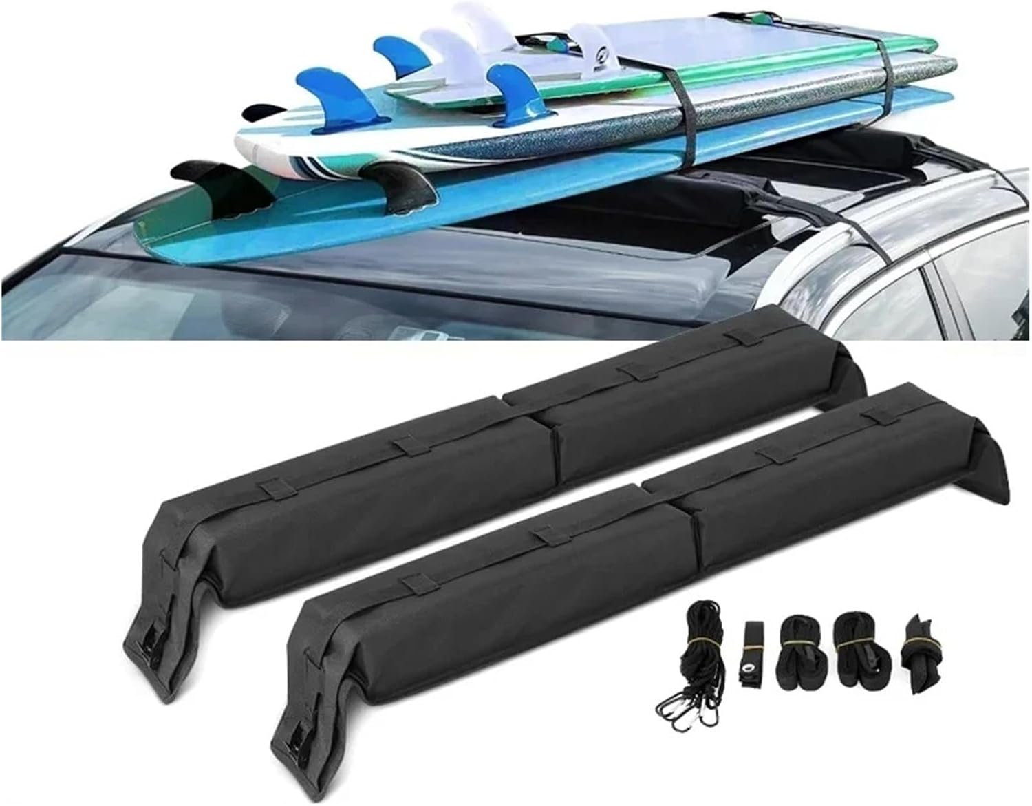 Car Roof Rack, Universal Car Roof Luggage Soft Rack Pads for Kayak/Sup/Paddleboard/Canoe/Snowboard/Windsurfing Car Surfboard Racks Accessory