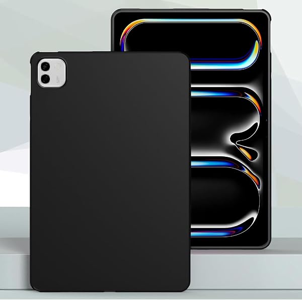 GIOPUEY Cover per Honor MagicPad 4 12.3, Guscio posteriore in TPU morbido, Ultra-sottile, Anti-vibrazione e anti-scivolo - Nero - 2
