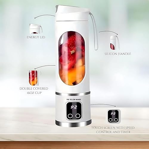 Miniatura 2 de Exprimidor portátil eléctrico USB de 15.2 fl oz, licuadora portátil para batidos y licuados de jugo, 12 cuchillas, ideal para mezclar, compacto,