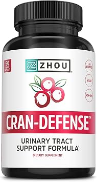 ZHOU Cran-Defense - Cranberry Pills for Women & Men, D Mannose with Cranberry Extract, 1000 mg D-Mannose Per Capsule for Urinary Tract Health, Antioxidant Support - 90 Veggie Capsules