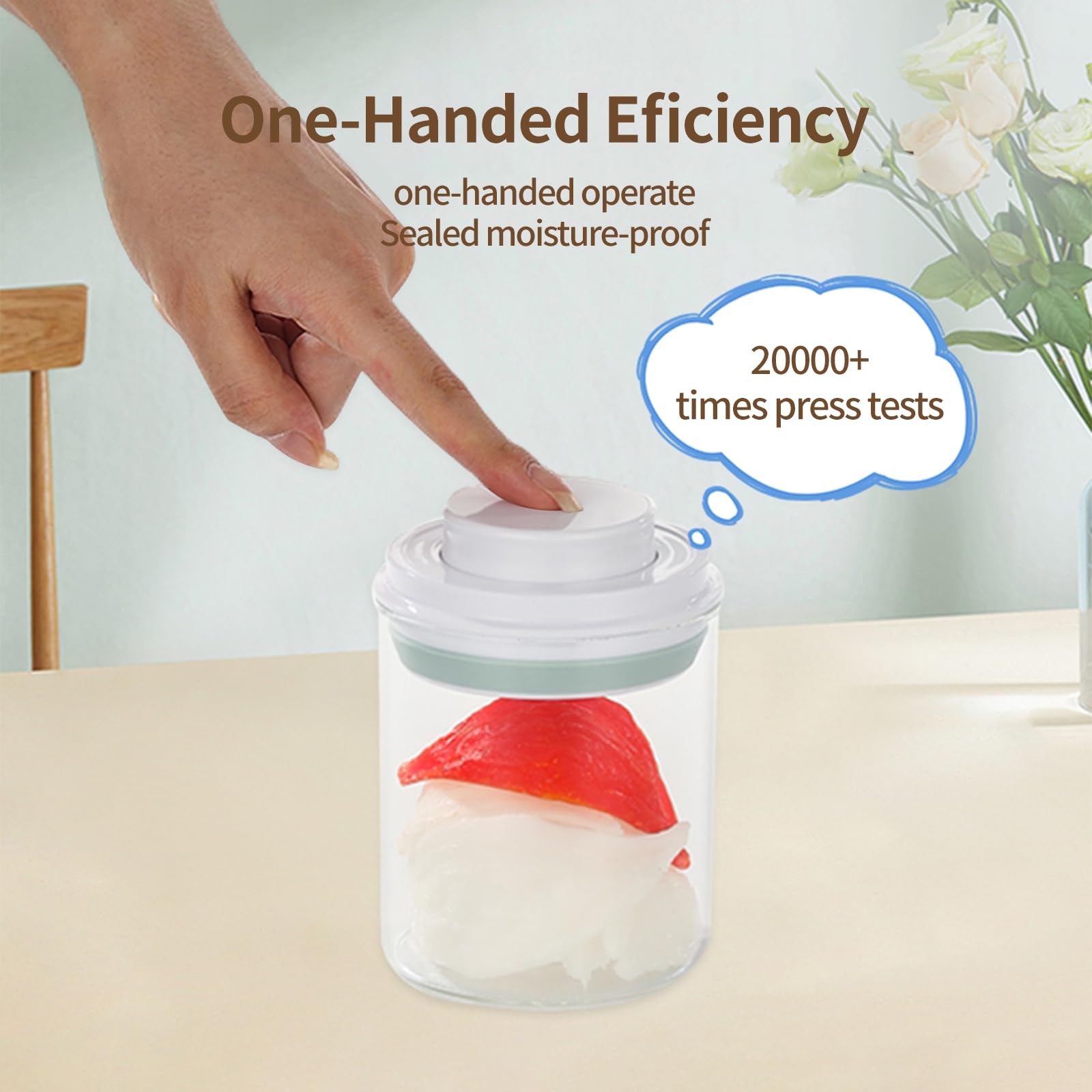 Glass Storage Jar With Pop-Up Lid - 0.78qt (25oz) Airtight Container | Includes Spoon, Wide Mouth - View #12