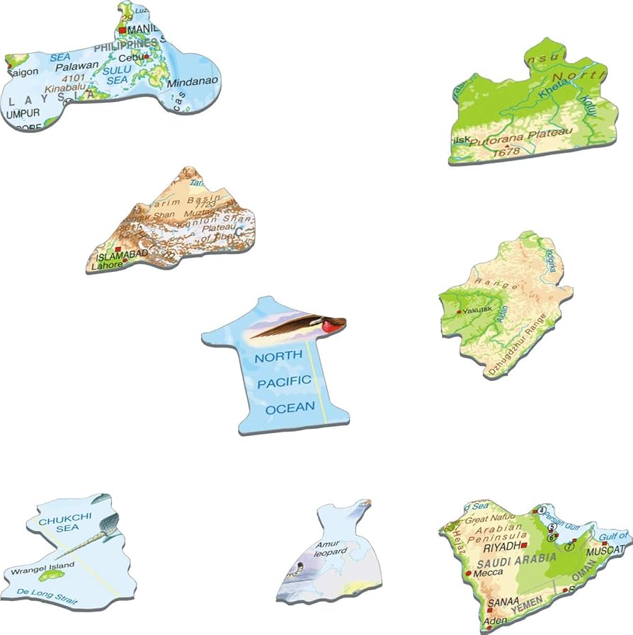 Larsen A30 Physikalische Karte Asiens, Italienisch Ausgabe