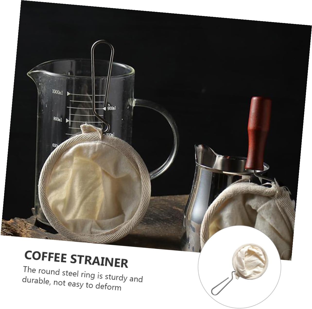 Reusable Flannel Cloth Coffee Strainer Bags 2Pcs Stainless Steel Mesh Filter Pouch for Drip Brew Coffee and Tea Brewing at Home