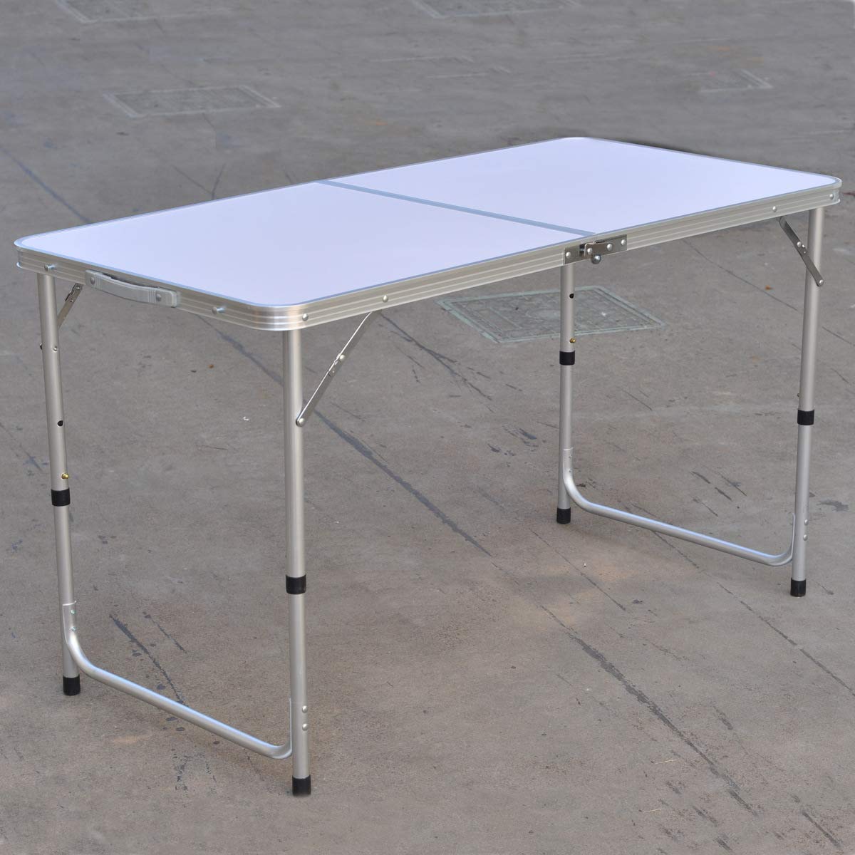 Lucn Table de camping pliable pour intérieur et extérieur, 120 cm, extra résistante, pour mariage, marché, jardin, fête, voiture, pique-nique, tréteau, 3 vitesses réglables, capacité de charge 50 kg