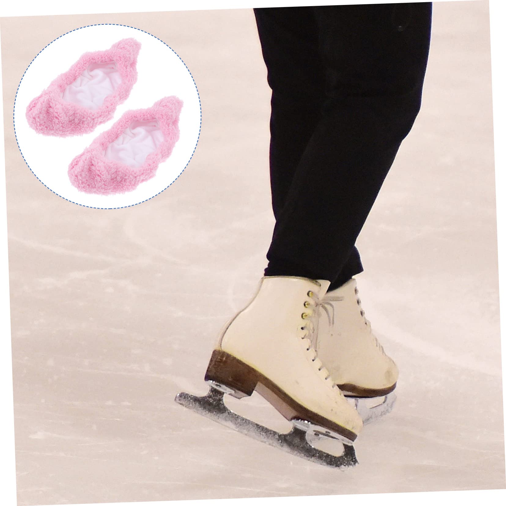 YARNOW Couvre-Patins en Velours Doux Rose Élastique Protège-Lames de Patins à Glace pour Hockey et Patinage Artistique, Pratique et Confortable
