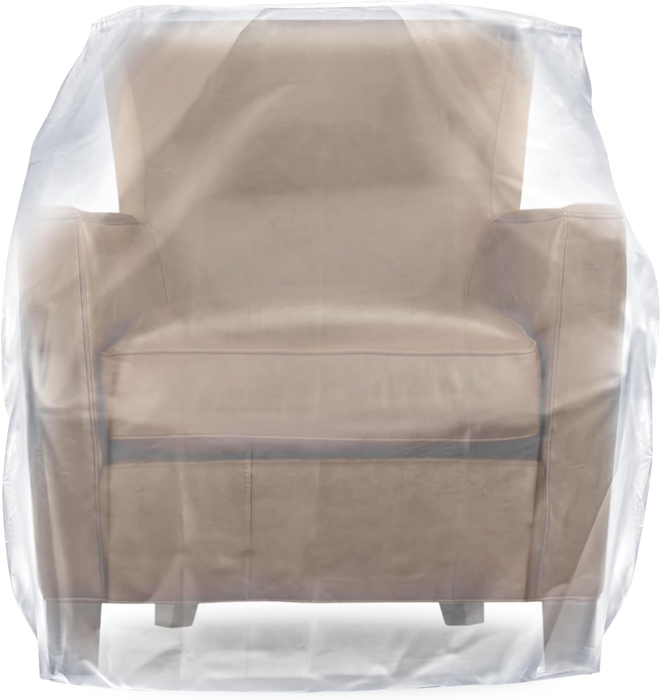 QEES 8 Mil Extra Thick Recliner Chair Cover for Moving & Storage, 1 Pack Heavy Duty Plastic Chair Cover Protectors, Waterproof Clear Armchair Furniture Cover, Cat Scratching Protector, 64x42x34
