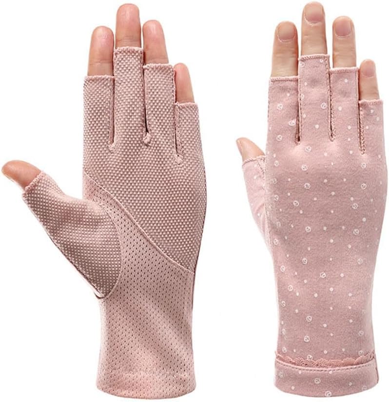 Half Finger Sunscreen Gloves for Women's Thin Cycling, Anti Slip and Breathable Half Finger Gloves
