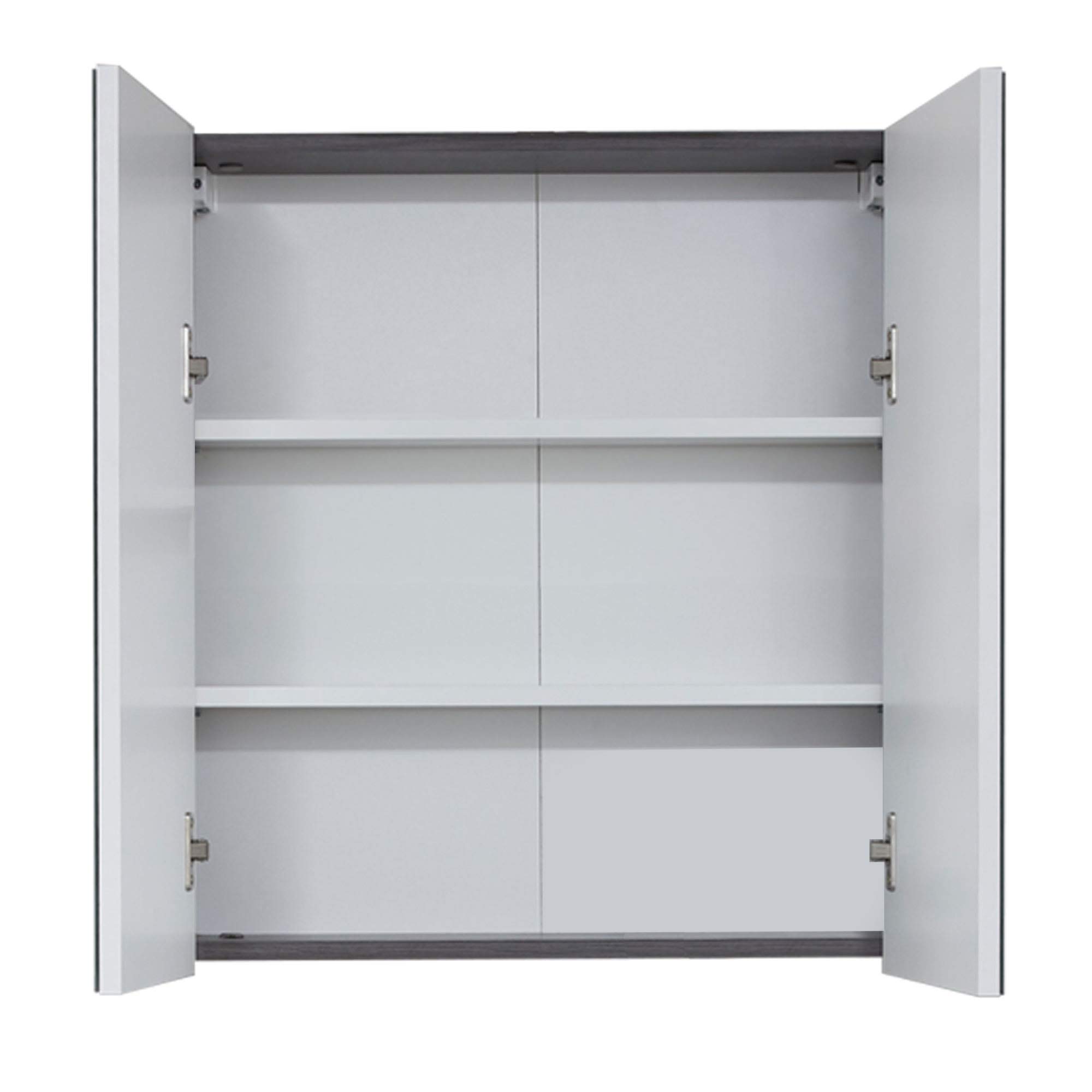 Furnline Szafka z lustrem łazienkowym, biała błyszcząca Sardegna przydymiona srebrna, 60 x 67 x 89 cm