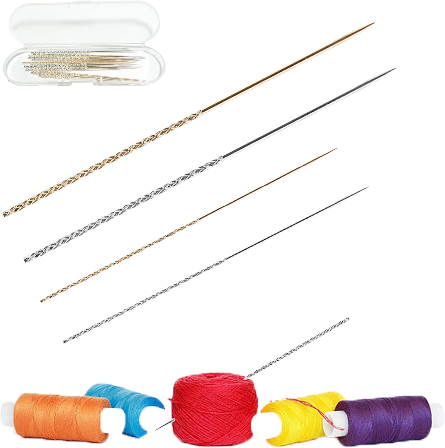 14Pcs Snag Repair Tool,Snag Nab It Tool,2.36/3in Knitting Repair Needles Sweater Snag Pull Fixer Repair Needle Tool Leather Stitching Needles for Woven Knitted Cloth Garments Drapes(Silver/Gold)