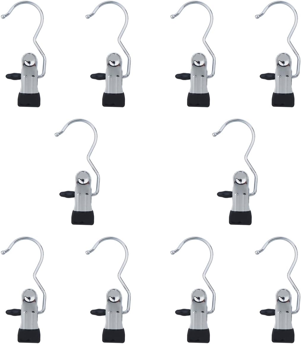 Set of 10 Laundry Hooks Pins Boot Hanger Hold Hanging Clips Home Travel Portable