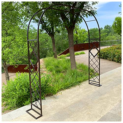 SMYORR Arco da Giardino in Metallo con Base,Arco per Rose per Piante Rampicanti,Padiglione da Giardino Traliccio,Resistente alle Intemperie/Bronze / W3.4xH2.3m