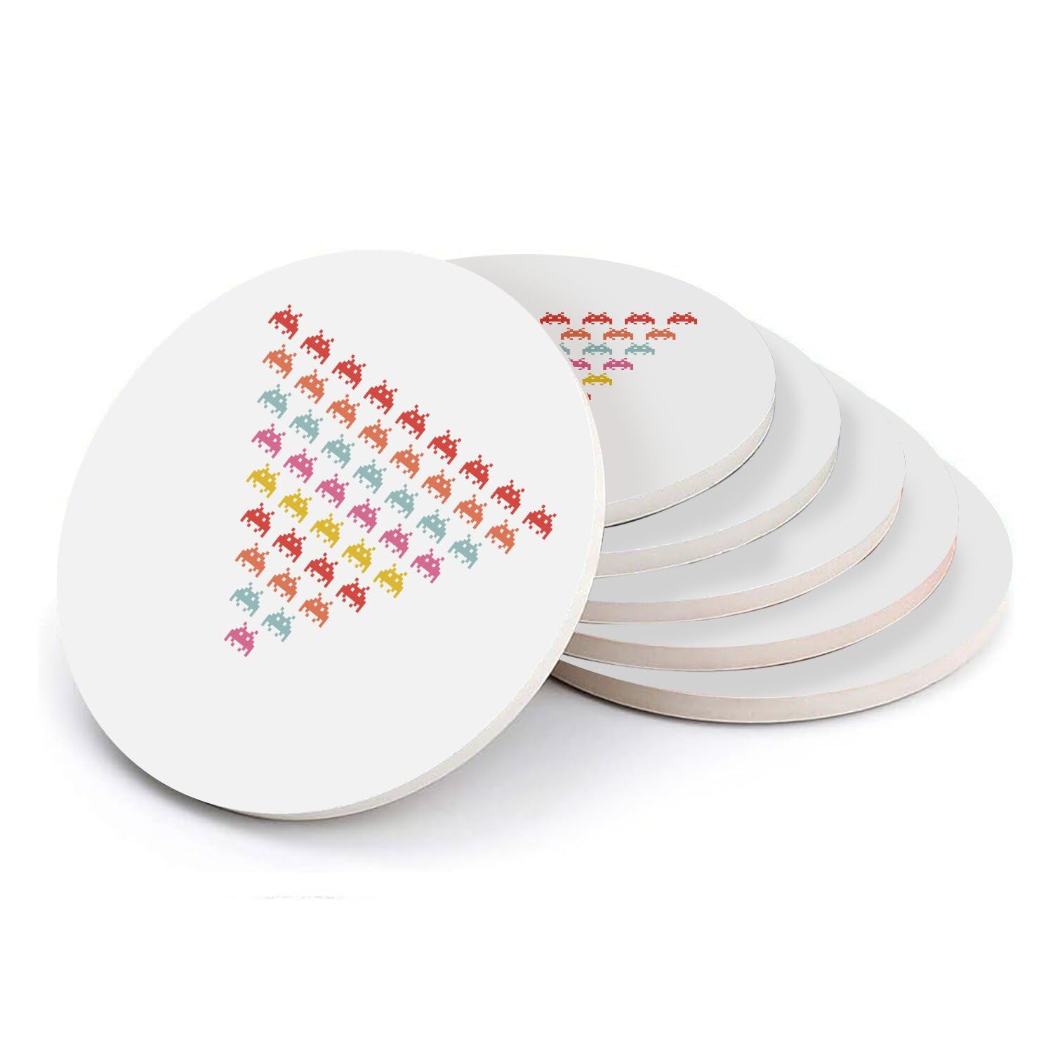Sous-verres ronds en céramique Invaders pour éviter les taches sur votre table