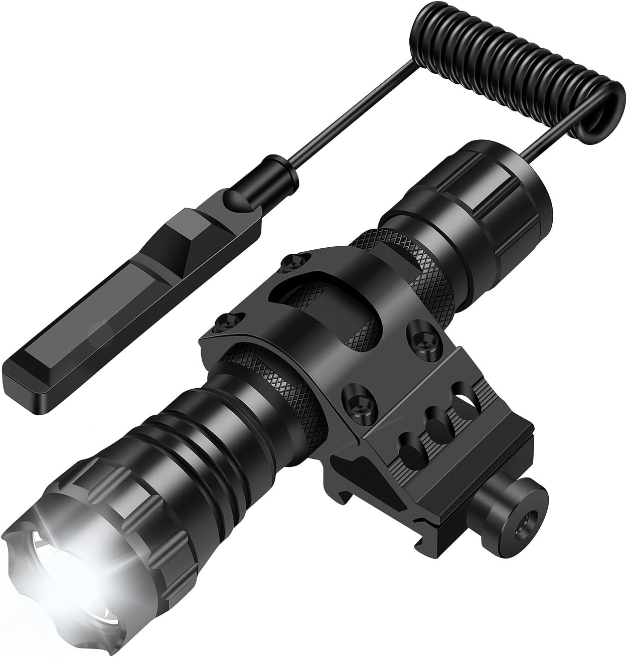 WINDFIRE Tactical Flashlight 2200 Lumens LED Weapon Light Matte Black Rifle Lights with Quick Release Picatinny Rails Offset Mount, Remote Pressure Switch