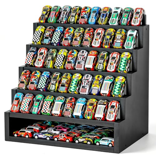 Stackoria 5 Tier Display Case for Hot Wheels,Toys Car Organizer Shelf,Wood