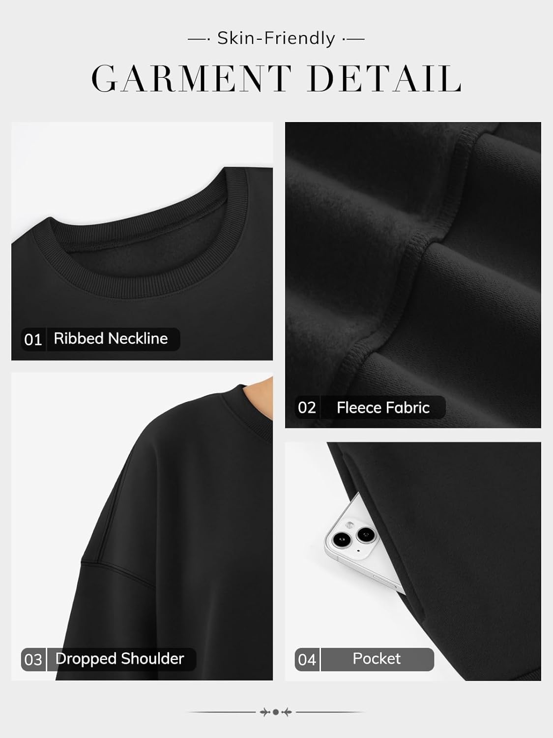 ATHMILE Oversized Sweatshirt for Women Crewneck Fleece Long Sleeve Pullover Hoodies Tops Fall Fashion Outfits Clothes