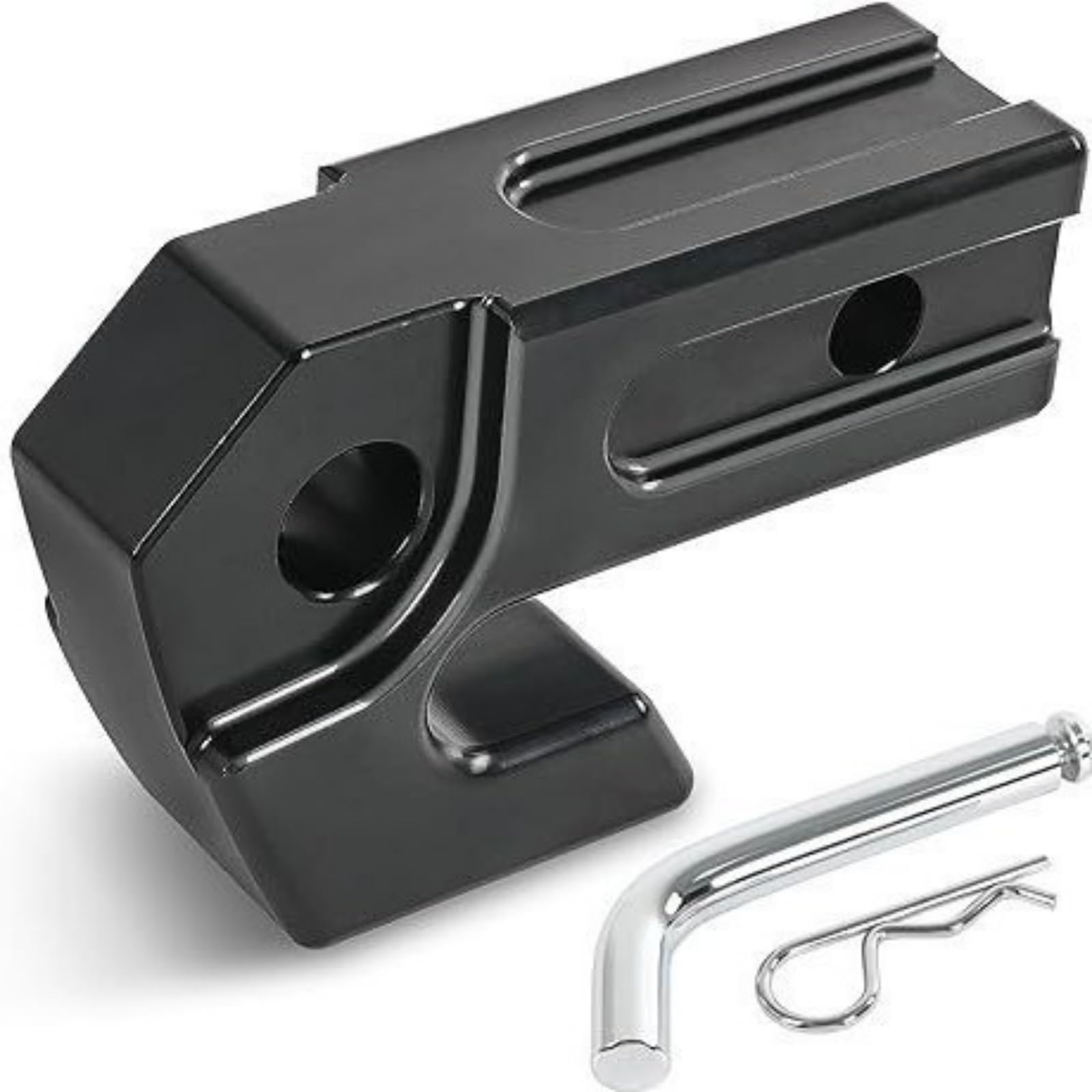 Trailer Hitch Blocco Traino Serratura Gancio Rimorchio Chiusura Accoppiamento Metallo con Corpo Rettangolare Offset E Foro Tondo Lega di Alluminio, Nero