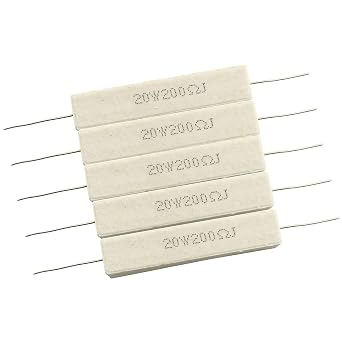Tegg Wirewound Cement Resistor 5PCS 20W 200 Ohm Ceramic Cement Power Resistor