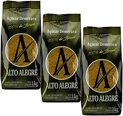 Açúcar Demerara 3kg (3x1kg) – Natural, Levemente Dourado e Ideal para Cafés, Sucos, Chás e Receitas Saudáveis