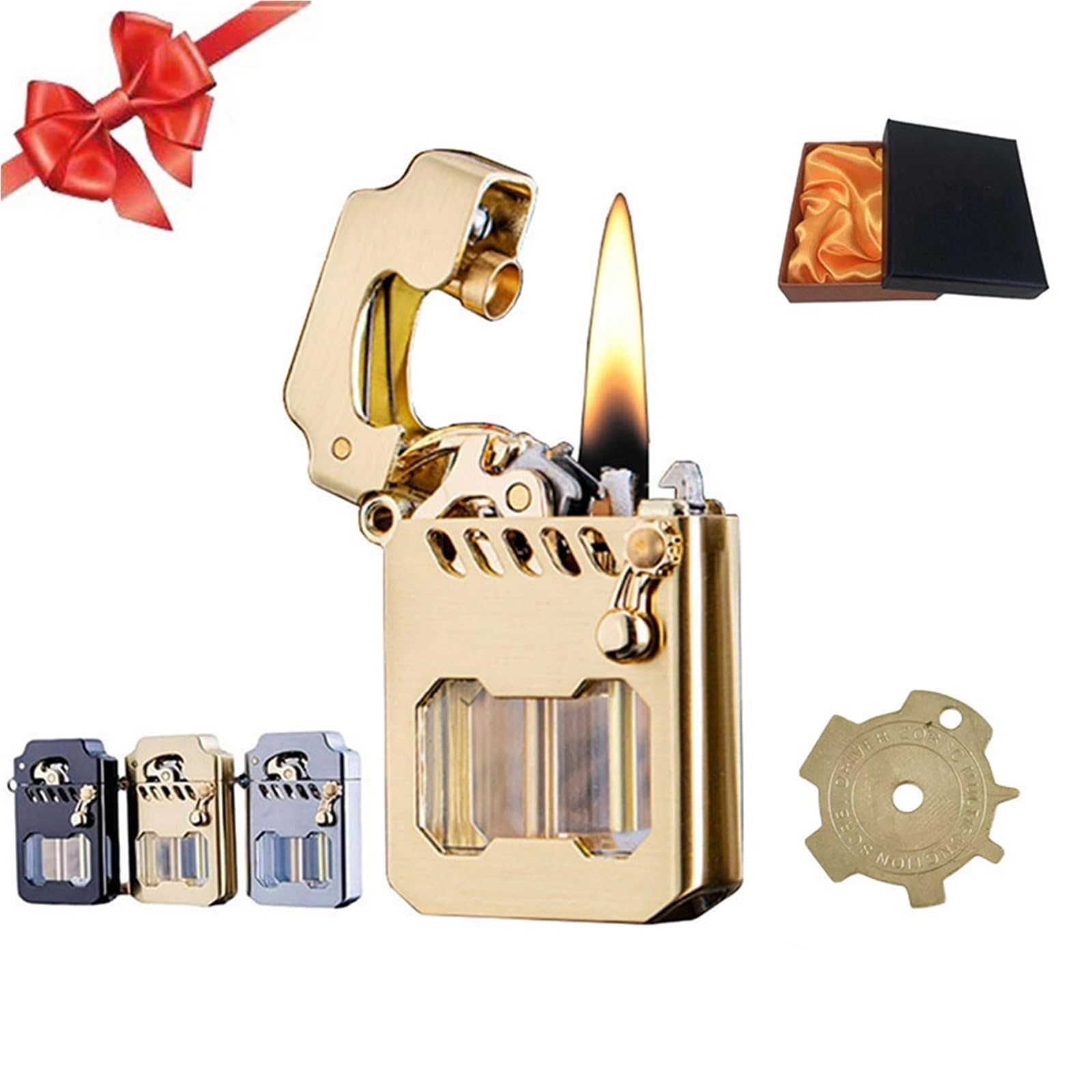 Encendedor vintage de queroseno recargable y cortavientos para camping