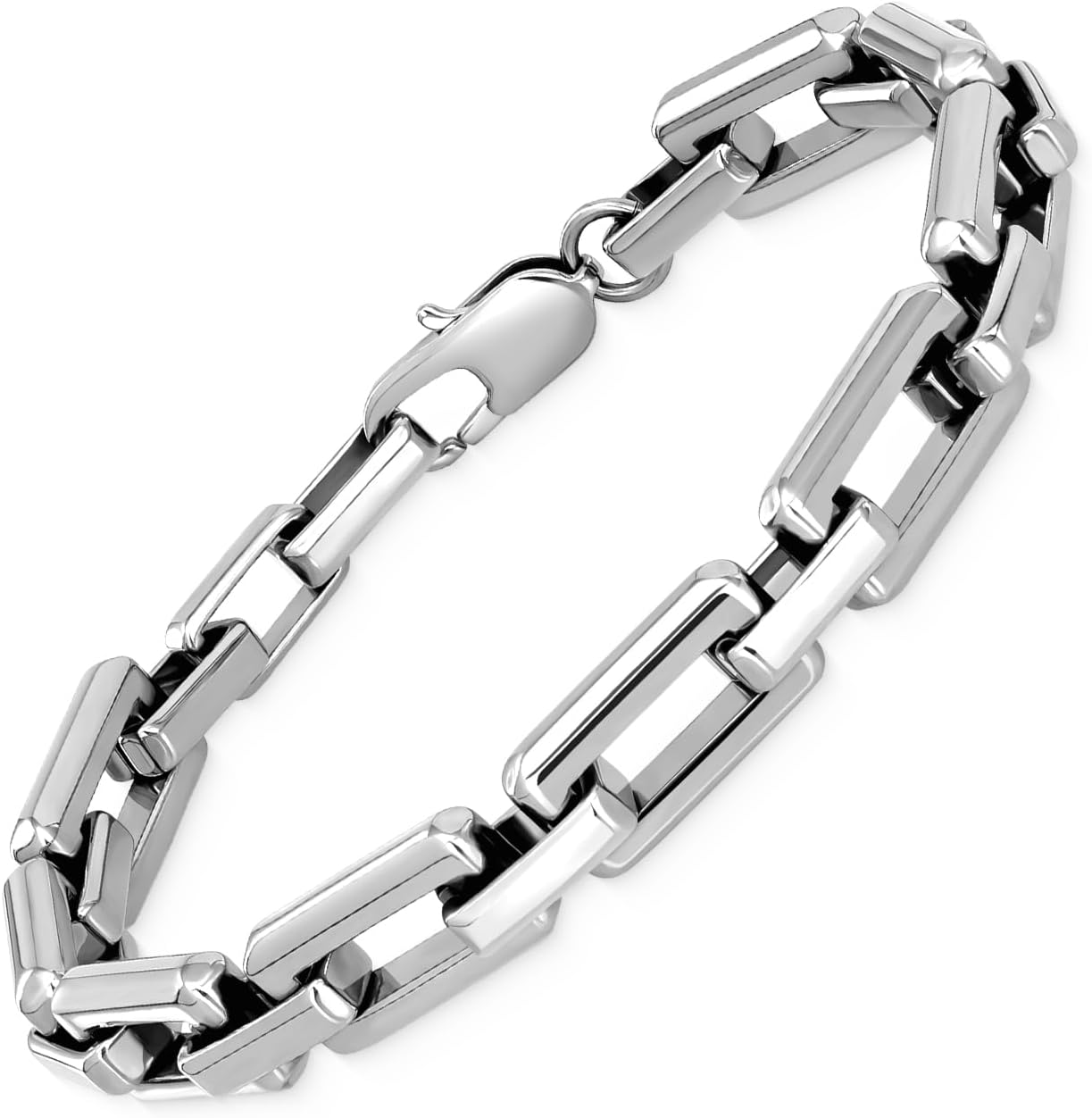 Bracelets for Men,Black Stainless Steel for Men Bracelets,Trendy Paperclip Short Bracelets Gifts for Husband Father Friends