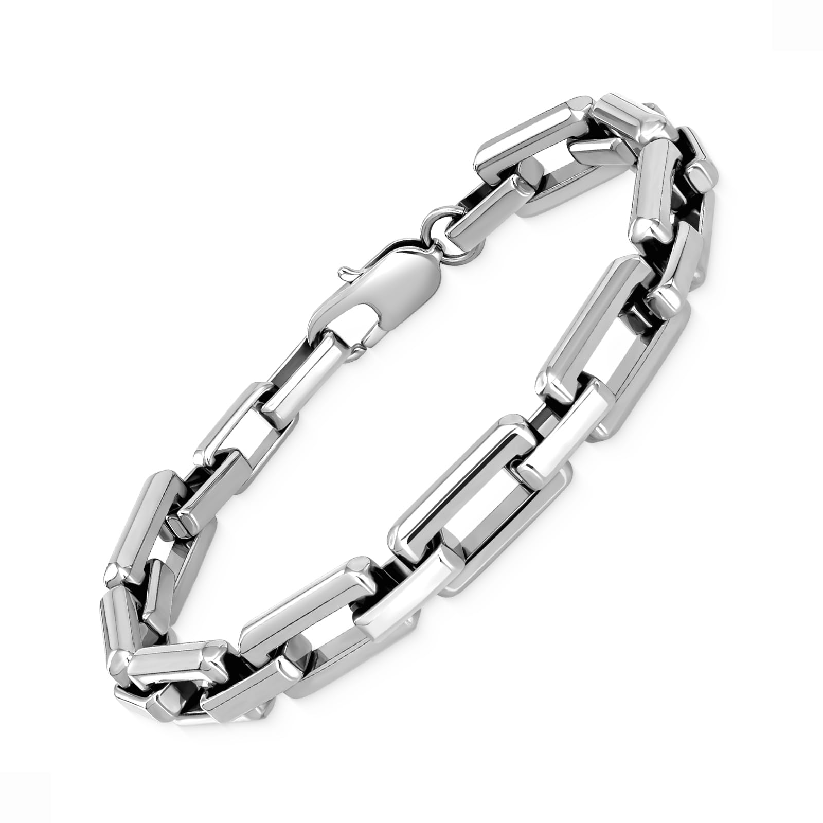 LUCKY2+7 Bracelets for Men,Black Stainless Steel for Men Bracelets,Trendy Paperclip Short Bracelets Gifts for Husband Father Friends