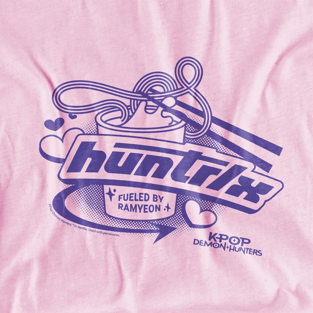 KPOP Demon Hunters KPOP Demon Hunters Huntrix Fueled By Ramyeon - Felpa con Cappuccio Unisex per Bambini, con Cappuccio, Rosa Chiaro