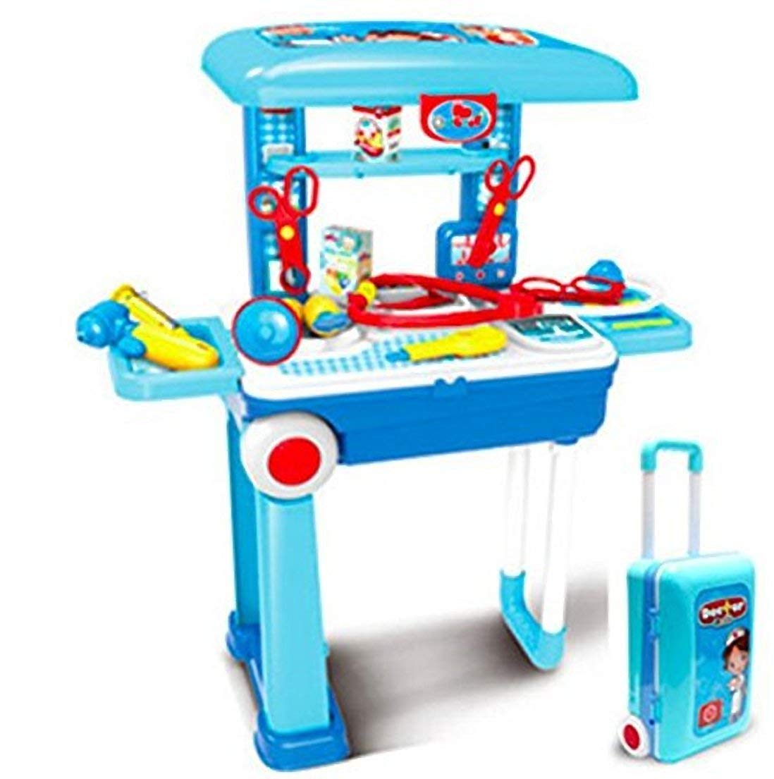 PARTISH Plastic 3 in 1 Doctor Set for Kids, Portable Pretend Play Little Doctor Set Toys, Role Play Doctor Set Kids Toys for Girls & Boys, Medical Accessories Toy Set, Trolley Doctor Kit Toy for Kids (B09SFVSZNX) Amazon Price History, Amazon Price Tracker