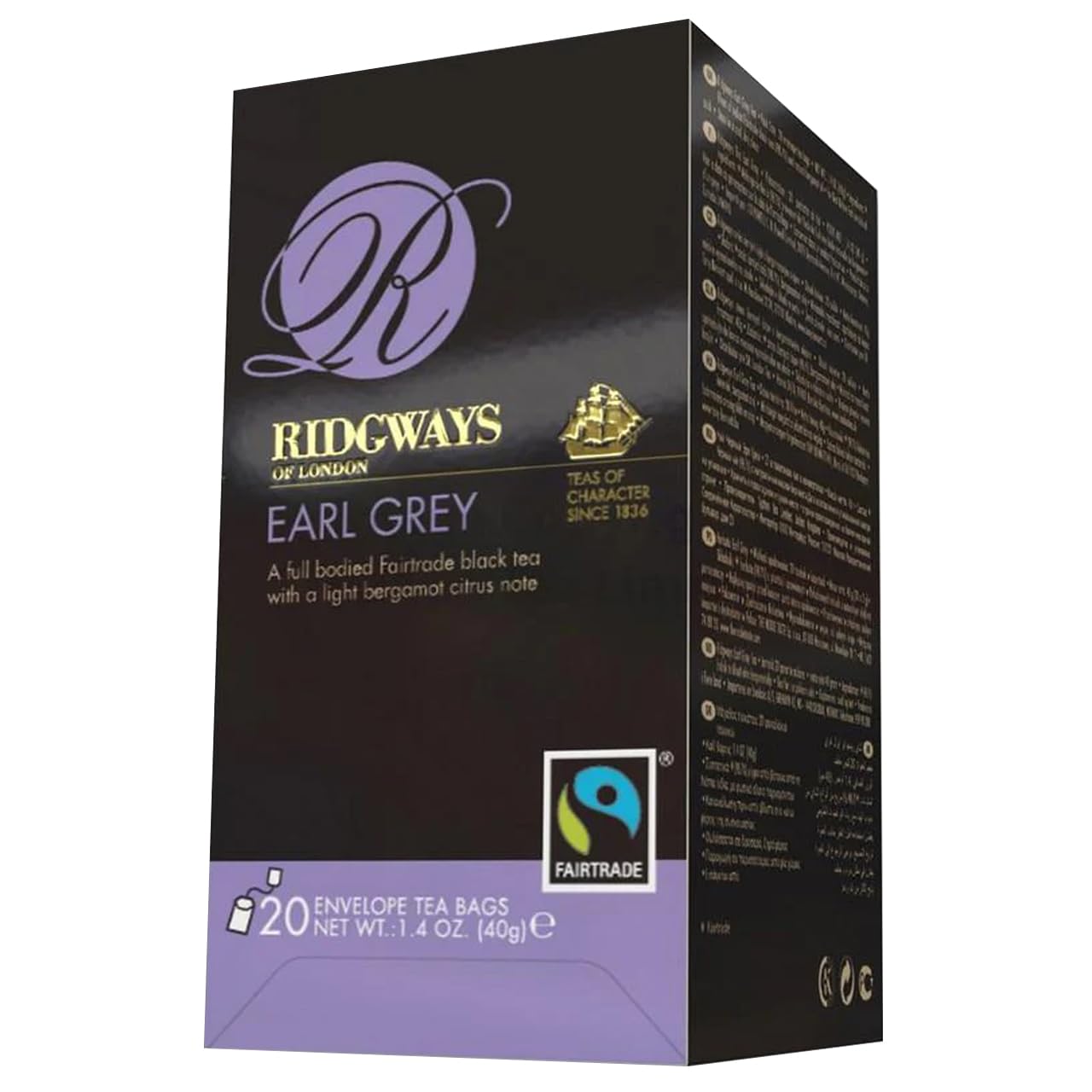 Ridgways Enveloped Teas (20 Bags per Pack) 40g (Earl Grey, 1 Pack)