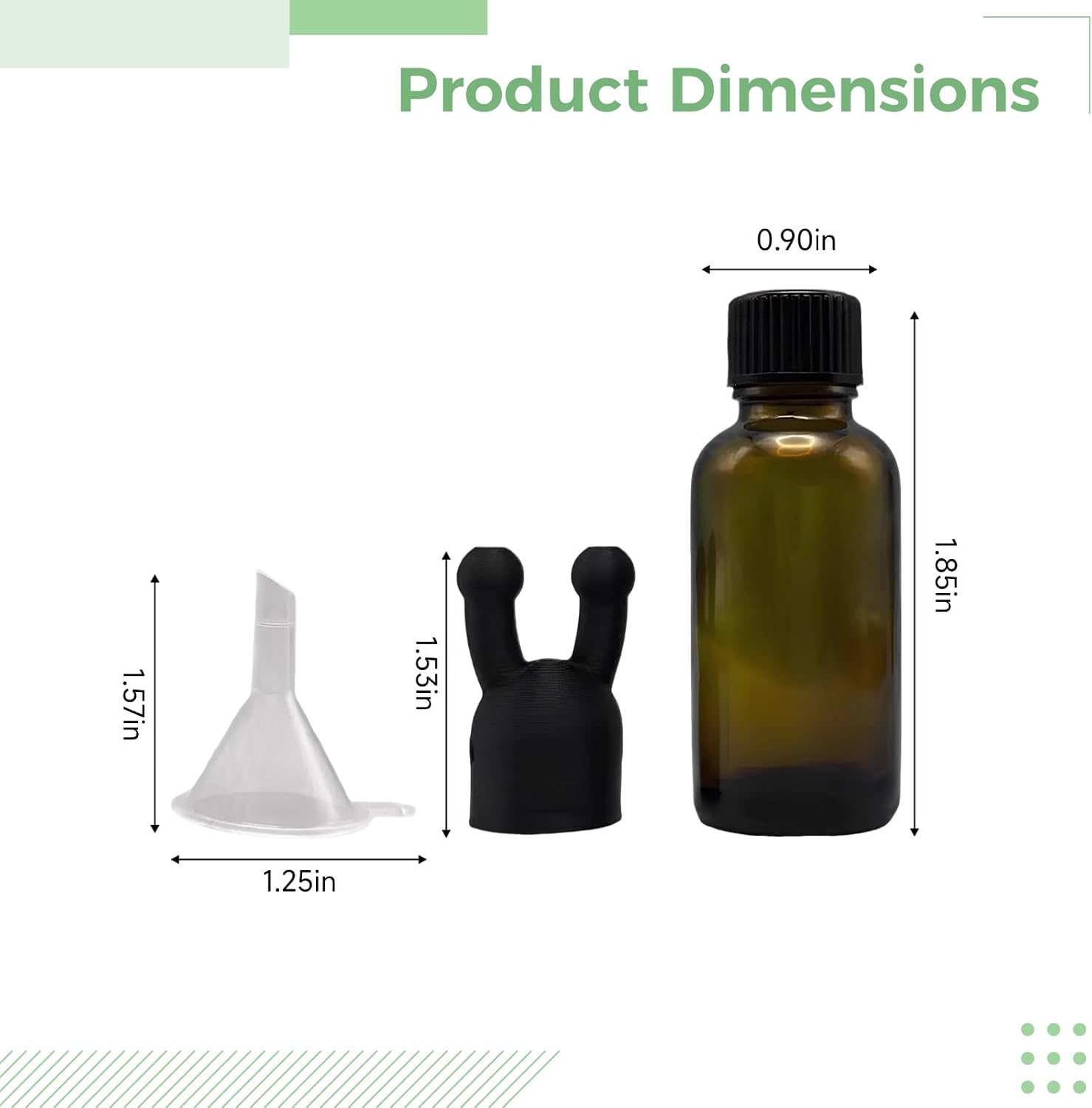 1.01 oz / 30 mL Amber Glass Essential Oil Inhaler with Dual-Port Sniffing Cap, Mini Refillable Scent Bottle with Funnel, Portable Aromatherapy Nasal Inhaler for Stress Relief, Sleep Aid