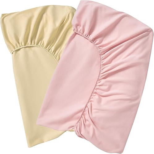 Miniatura 4 de Paquete de 2 sábanas bajeras para cuna, 100% algodón, de jersey de algodón, para colchón estándar de cuna de niños y niñas, ultra suaves,
