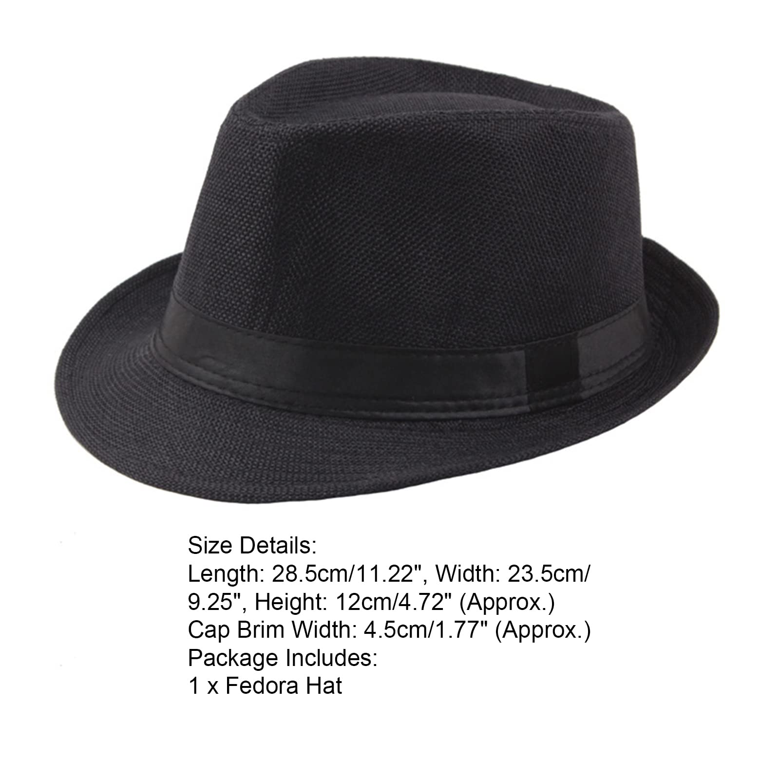 ohfruit Męska klasyczna czapka Fedora z szerokim rondem, lniane kapelusze Panama, dżentelmen jazz czapka na plażę imprezę na świeżym powietrzu kawa