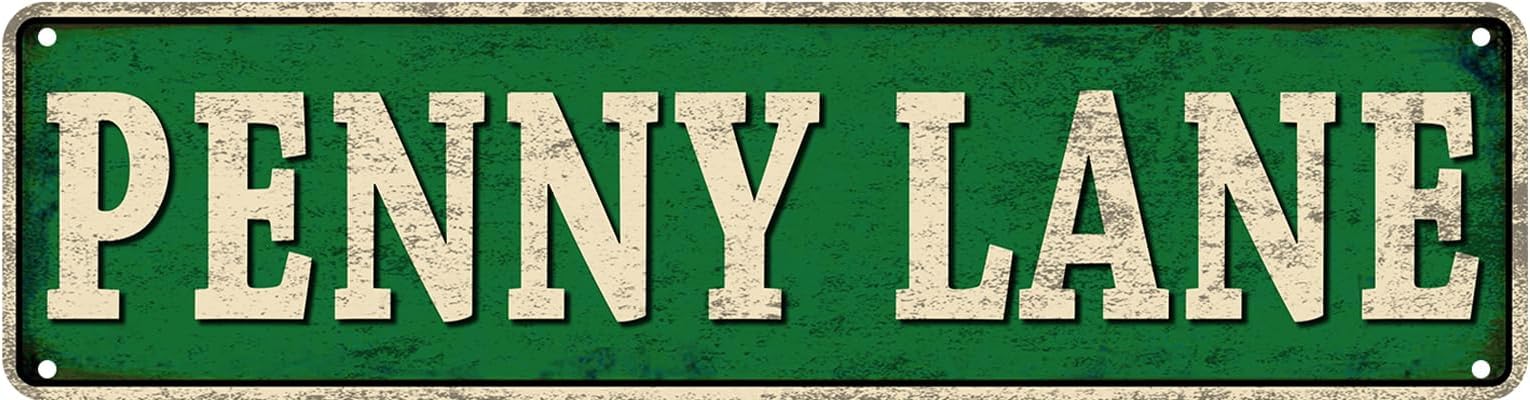 Penny Lane Street Sign Rustic Retro Metal Decor Man Cave Bar Fun Metal Sign 4x16 Inch Vintage Metal Tin Sign