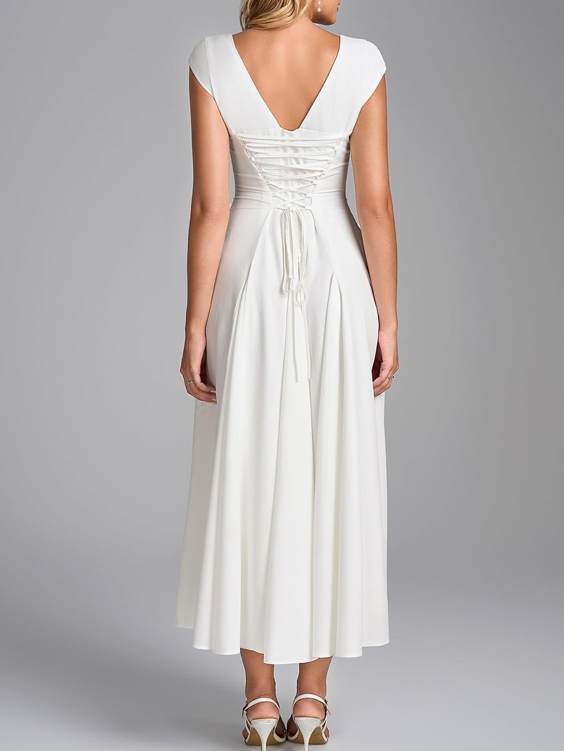 Auraxe Corset Midi Dress Summer Spring Casual Flowy A Line Square Neck Wedding Guest Dresses for Women with Pockets 2026