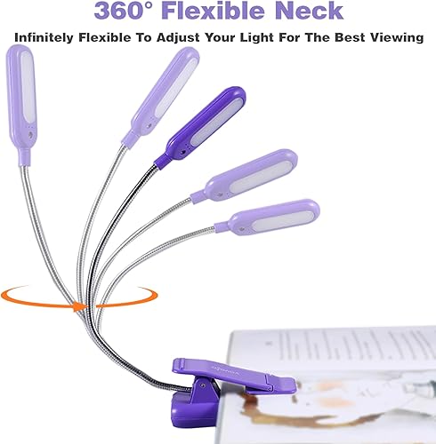 Miniatura 58 de VAVOFO Luz de lectura recargable con clip, 7 LED con 3 temperaturas de color, 9 niveles de brillo, luces de libro para leer en la cama con indicador