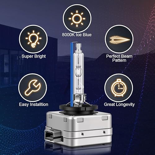 Vista 44 de Erato D1S Bombillas de xenón para faros delanteros, 6000K 35W blanco diamante alto y bajo, bombillas de repuesto para automóvil de 12 V, paquete de 2