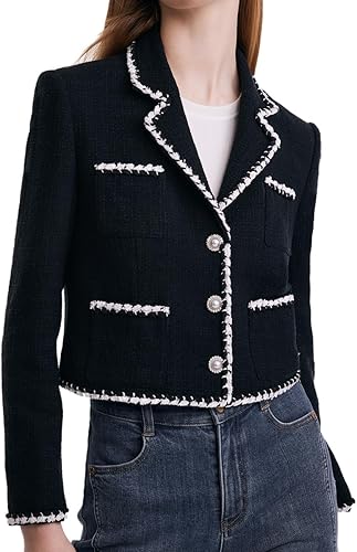 Miniatura 2 de Tweed Blazers for Women Work Business Casual, Knit Blazer Cropped Jacket for Women