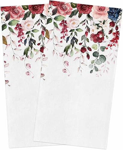 Miniatura 1 de Image Duvet 2 Pack Cotton Kitchen Dish Cloths Towels, Blue Red Pink Floral Rose Flower Green Leaves Plant 18 x28 Inch Soft Absorbent Kitchen